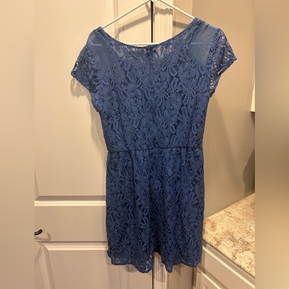 Monteau blue lace dress elastic waist large - Picture 8 of 12
